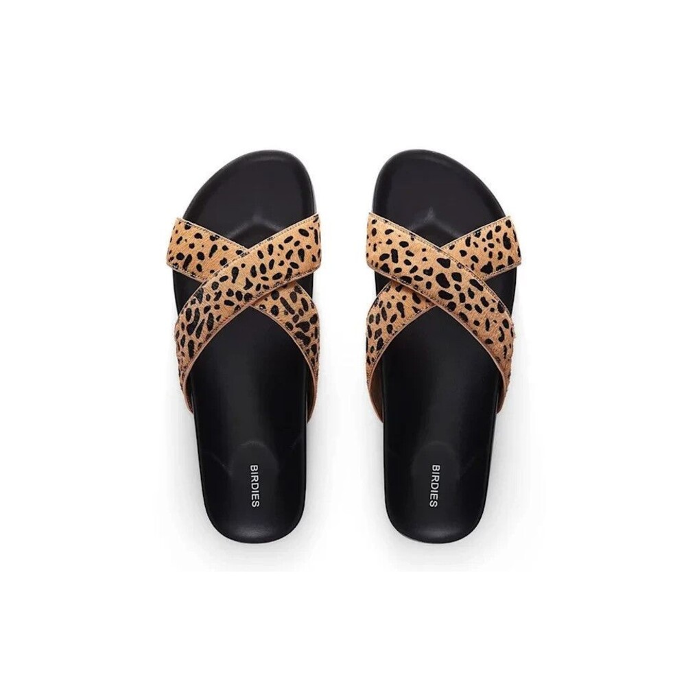 Birdies Robin Slide Sandals Flip Flops Dyed Calf Hair Leopard Size 10 NO BOX
